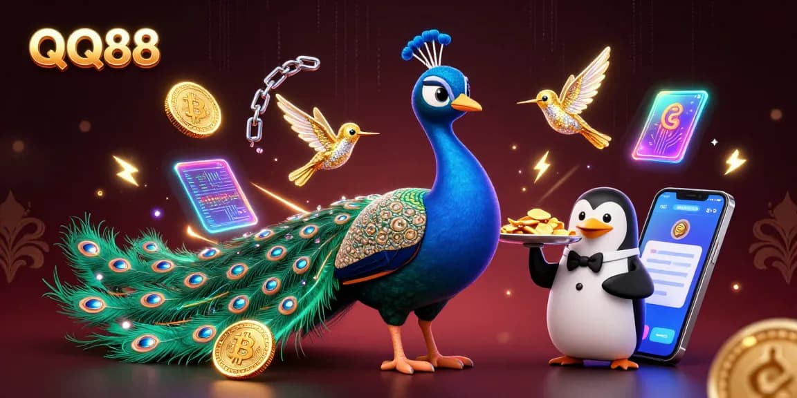 Experience big wins at QQ88 with an engaging scene filled with vibrant casino elements and characters.