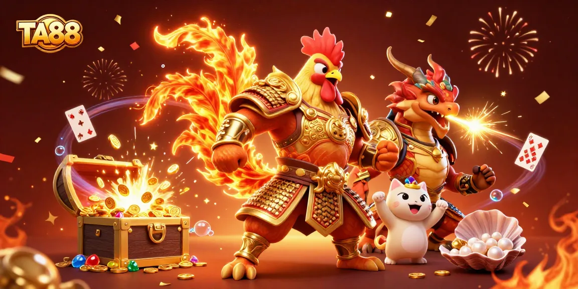 Engage with TA88's vibrant 3D digital illustration, featuring a dynamic casino adventure.