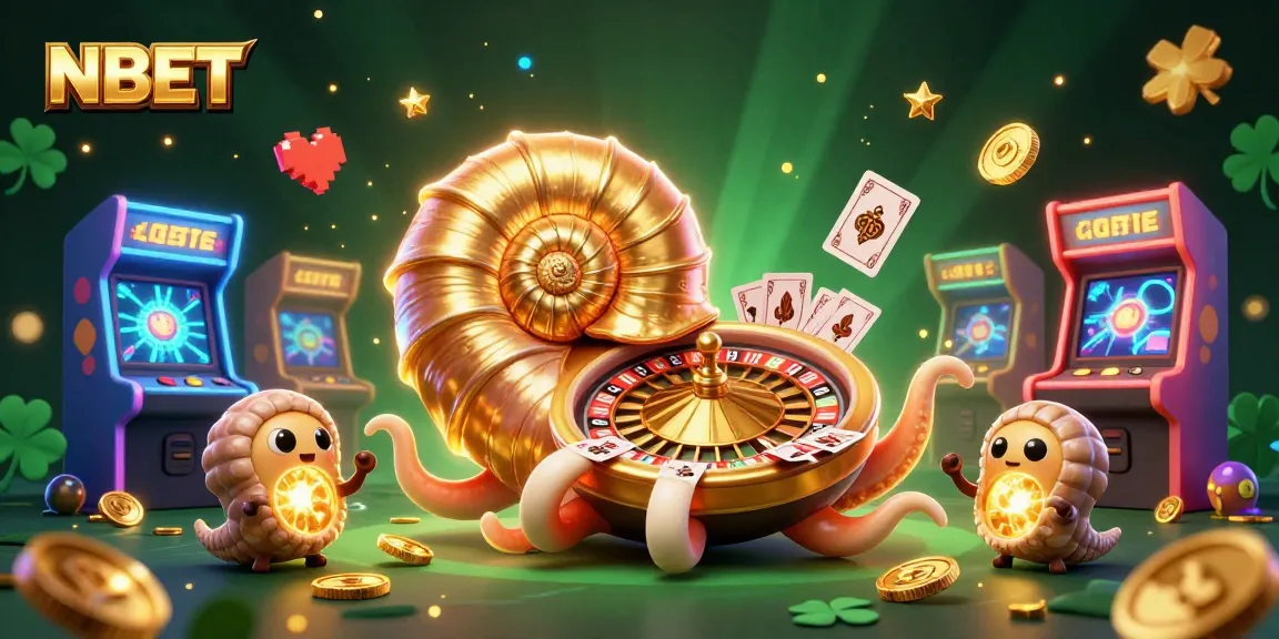 Engage with the vibrant NBET-inspired casino world featuring a giant nautilus roulette wheel.