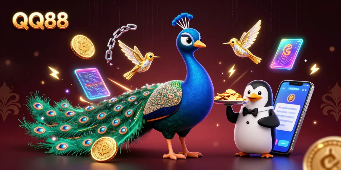 Experience big wins at QQ88 with an engaging scene filled with vibrant casino elements and characters.