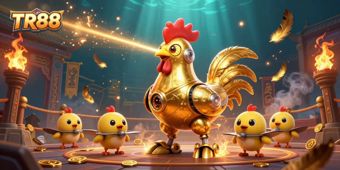 Engage in exciting gameplay at TR88, where golden rooster robots lead a dynamic betting adventure.