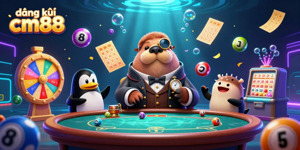 Engage with the world of đăng ký cm88 through a vibrant underwater casino scene featuring unique characters.