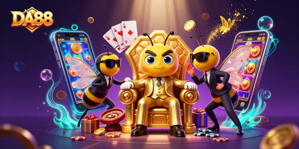 DA88 captivates players with spinning slot reels in a rich 3D casino scene.