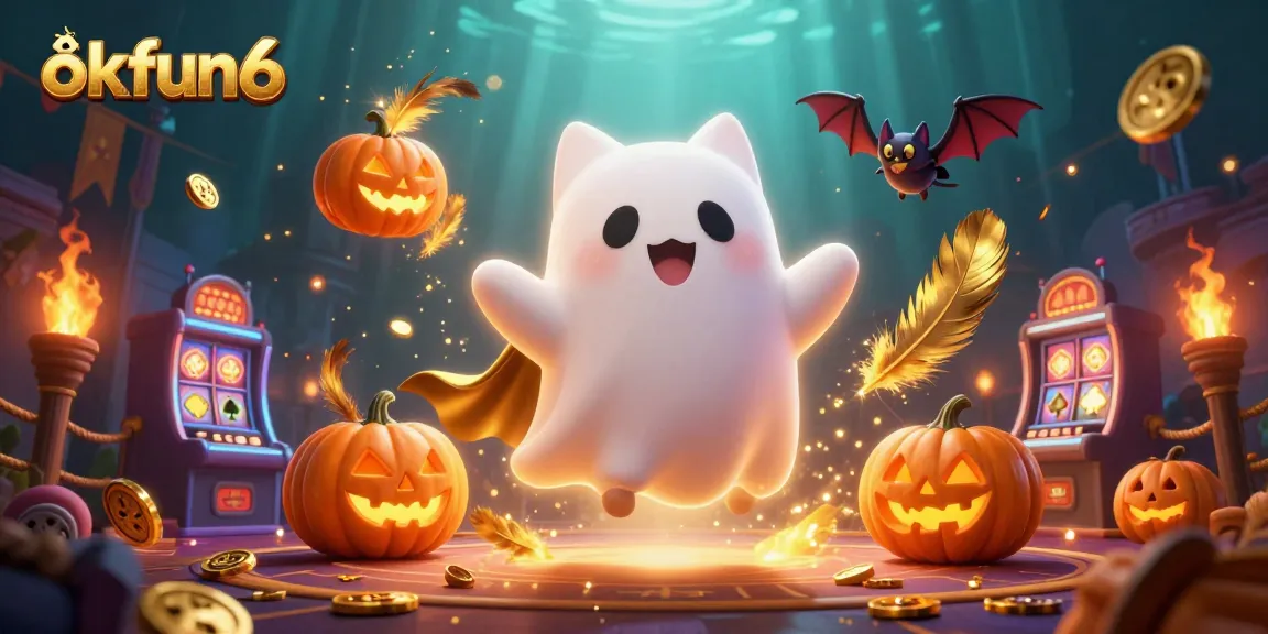 Experience thrilling gameplay with okfun6 in a haunted casino scene featuring dynamic ghostly characters.