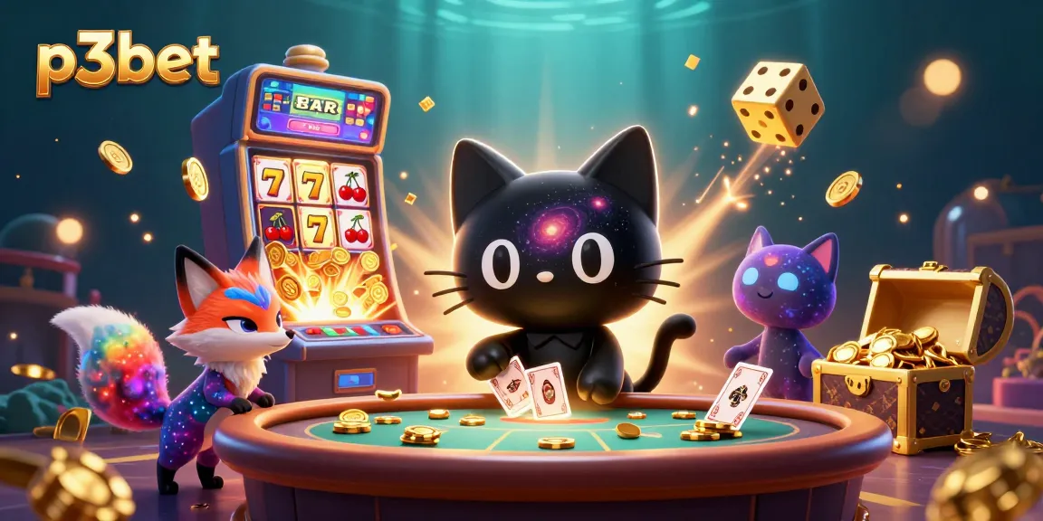 Engage with the exciting world of p3bet at a cosmic casino featuring swirling galaxies and vibrant game elements.