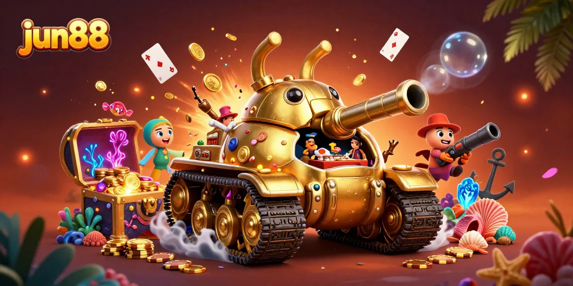 Experience thrilling gameplay at jun88 within a vibrant, miniature casino scene featuring golden characters and dynamic elements.