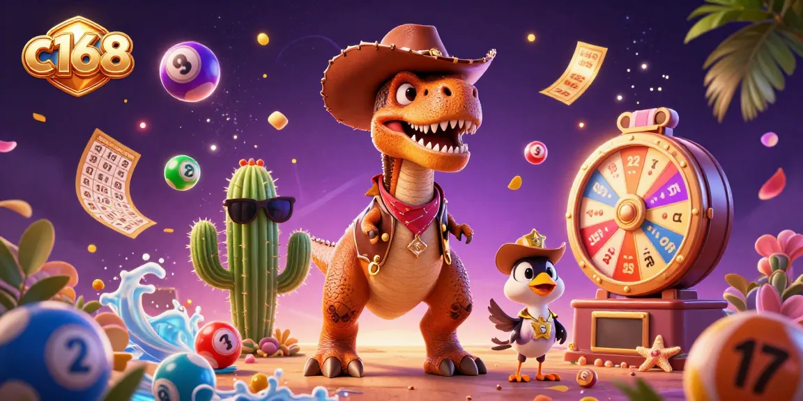 Engage with exciting c168 casino games featuring a cartoon cowboy dinosaur and adventure elements.