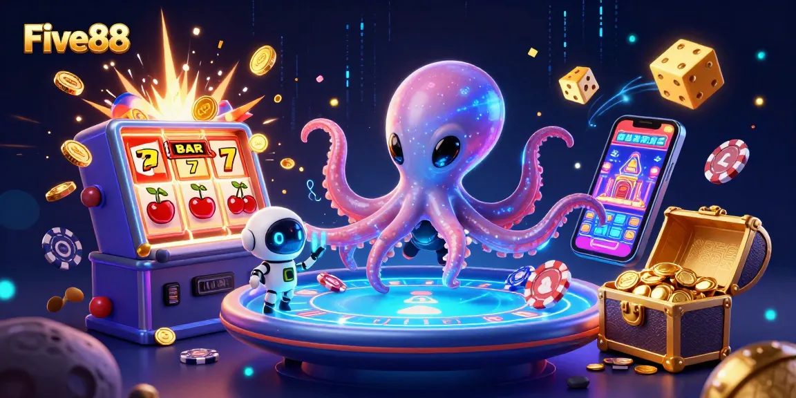 Experience thrilling gaming at Five88 with 3D alien characters operating dynamic casino games.
