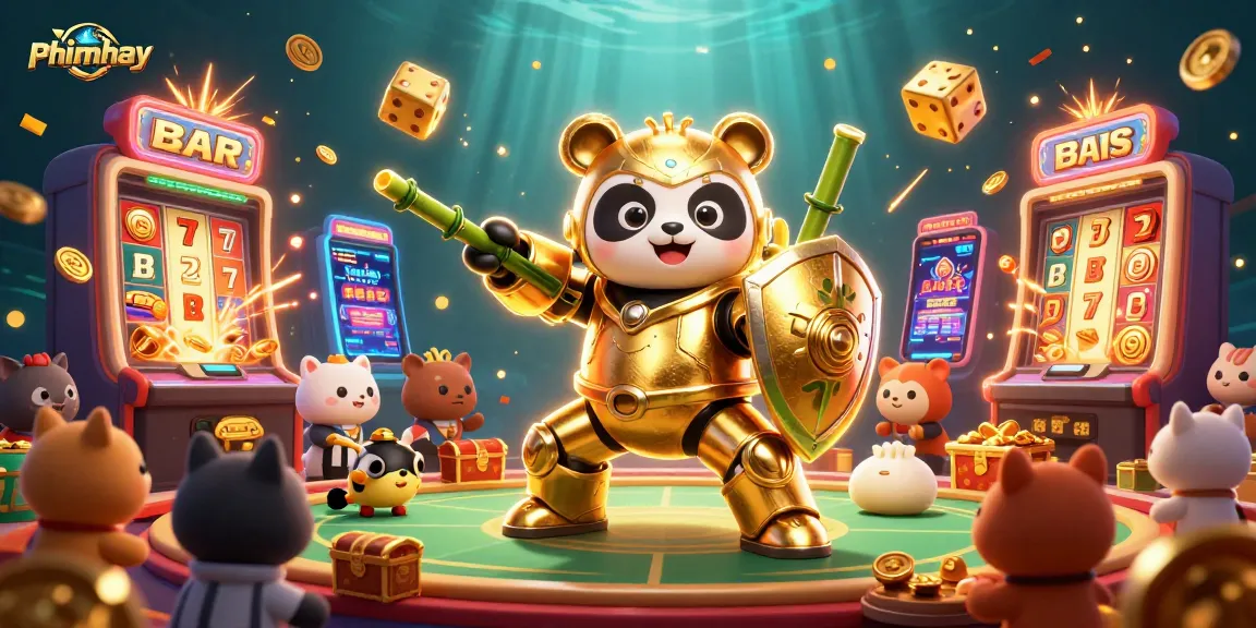 Experience thrilling gameplay with Phimhay in an exciting animated casino scene with vibrant characters.