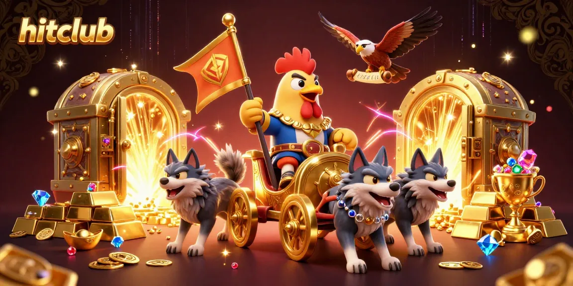 Hitclub players enjoy thrilling moments as a rooster warlord rules over vast treasures in a vivid 3D scene.