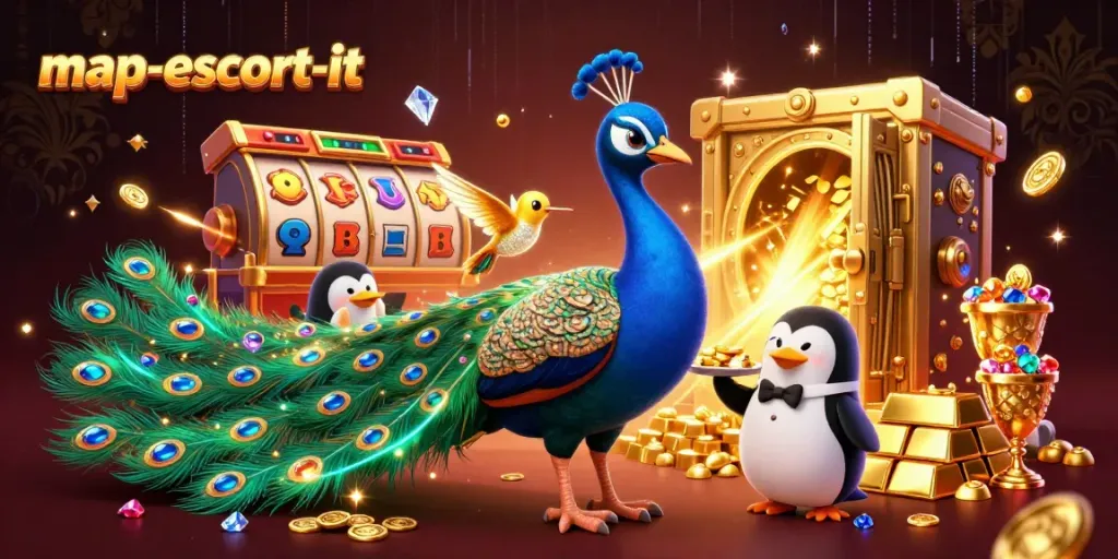 Engage with map-escort-it's dazzling gambling scene featuring vibrant characters and dynamic slot elements.