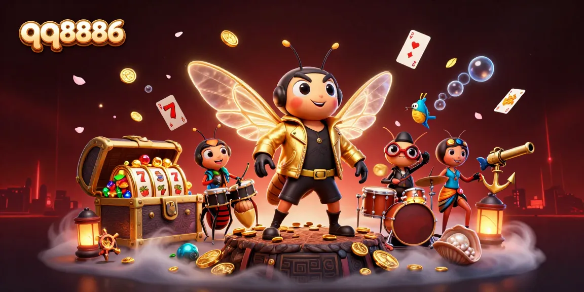 Engage with qq8886’s thrilling slots as cartoon rock stars and treasures burst with excitement.