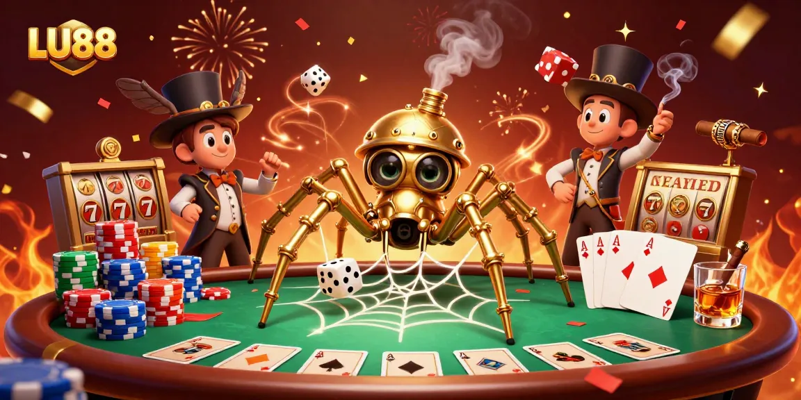 Experience LU88's thrilling gambling action with a vibrant steampunk casino scene.
