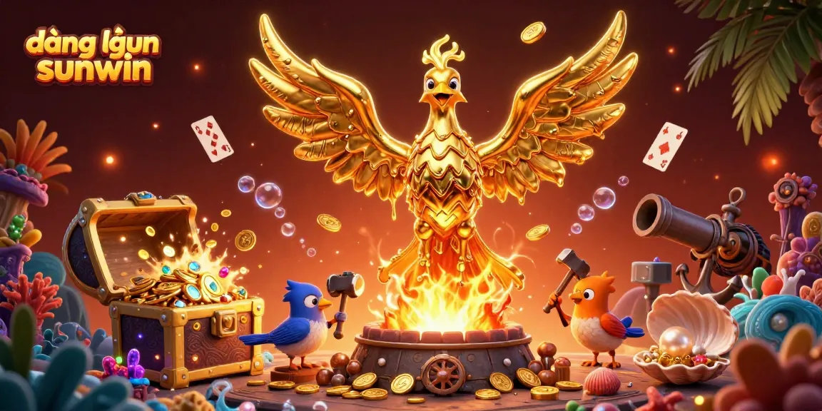 Win big today with đăng nhập sunwin, a vibrant 3D casino illustration full of gold and game elements.