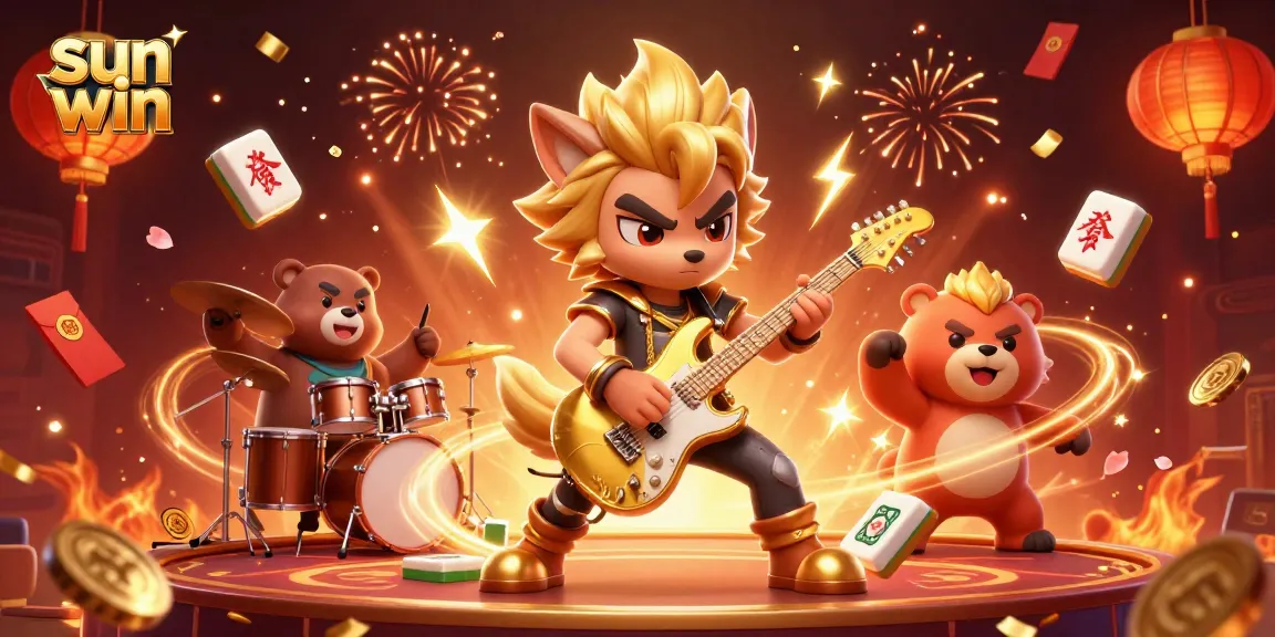 Experience thrilling gameplay with sun win as 3D characters celebrate amidst casino excitement and vibrant elements.